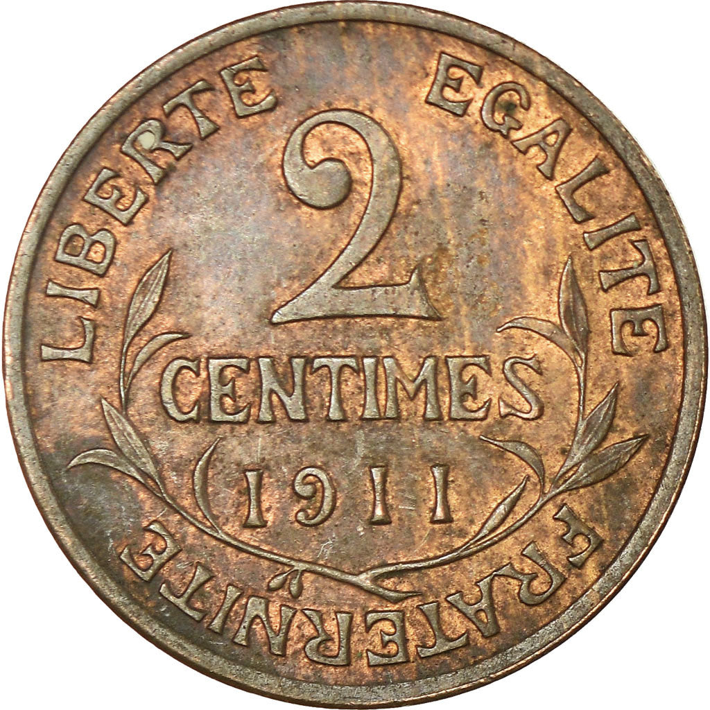 Moeda, França, Dupuis, 2 Centimes, 1911, Paris, EF(40-45), Bronze, KM:841