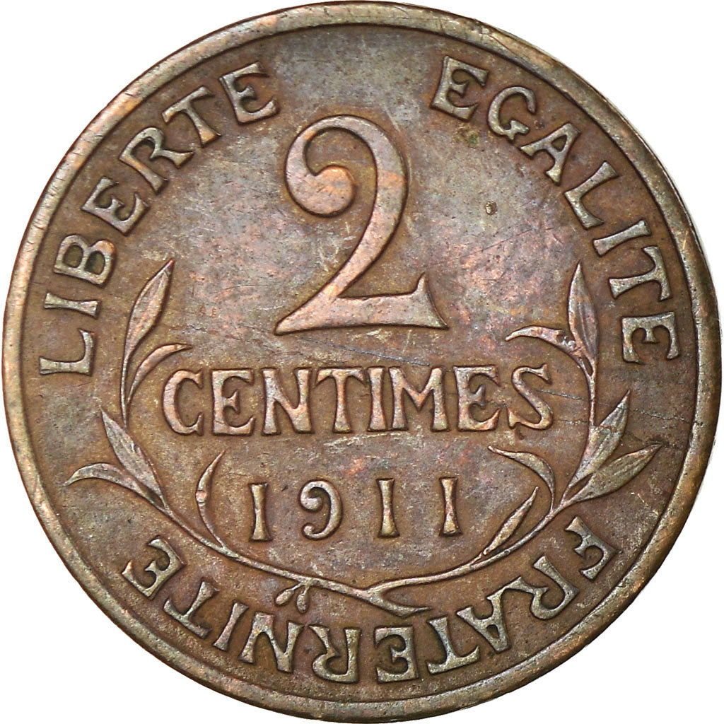 Moneta, Francja, Dupuis, 2 Centimes, 1911, Paris, VF(30-35), Bronze, KM:841