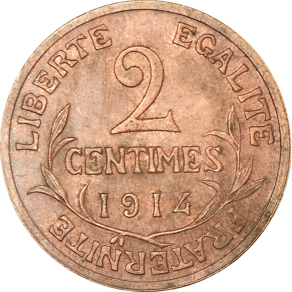 Moneta, Francja, Dupuis, 2 Centimes, 1914, Paris, AU(55-58), Bronze, KM:841