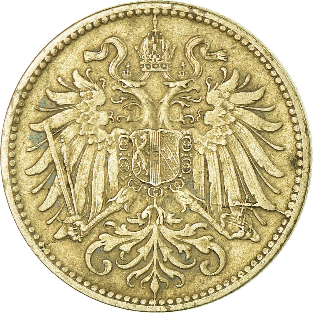 Moeda, Áustria, Franz Joseph I, 10 Heller, 1915, EF(40-45)