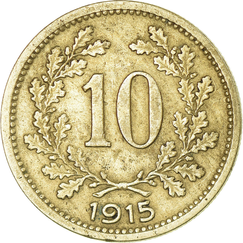 Moeda, Áustria, Franz Joseph I, 10 Heller, 1915, EF(40-45)
