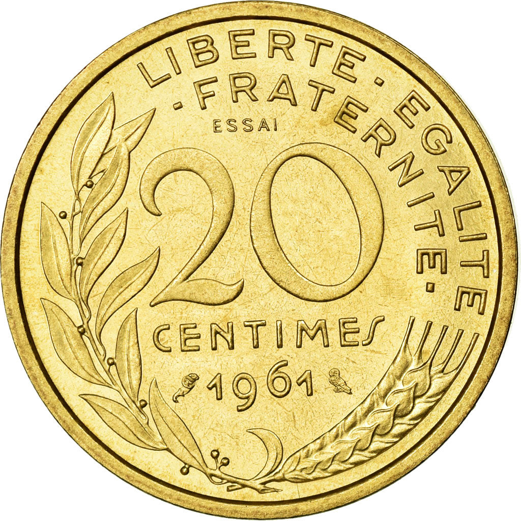 Moneda, Francia, 20 Centimes, 1961, EBC+, Aluminio - bronce, KM:E107