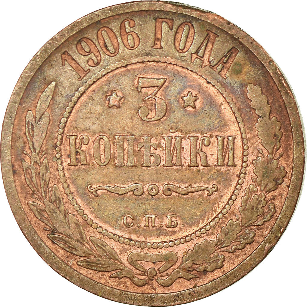 Munten, Rusland, Nicholas II, 3 Kopeks, 1906, Saint-Petersburg, FR, Koper