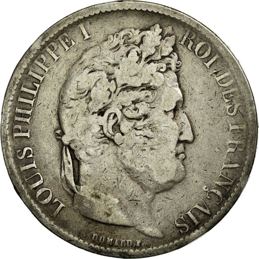 Moneta, Francia, Louis-Philippe, 5 Francs, 1831, Strasbourg, MB+, Argento