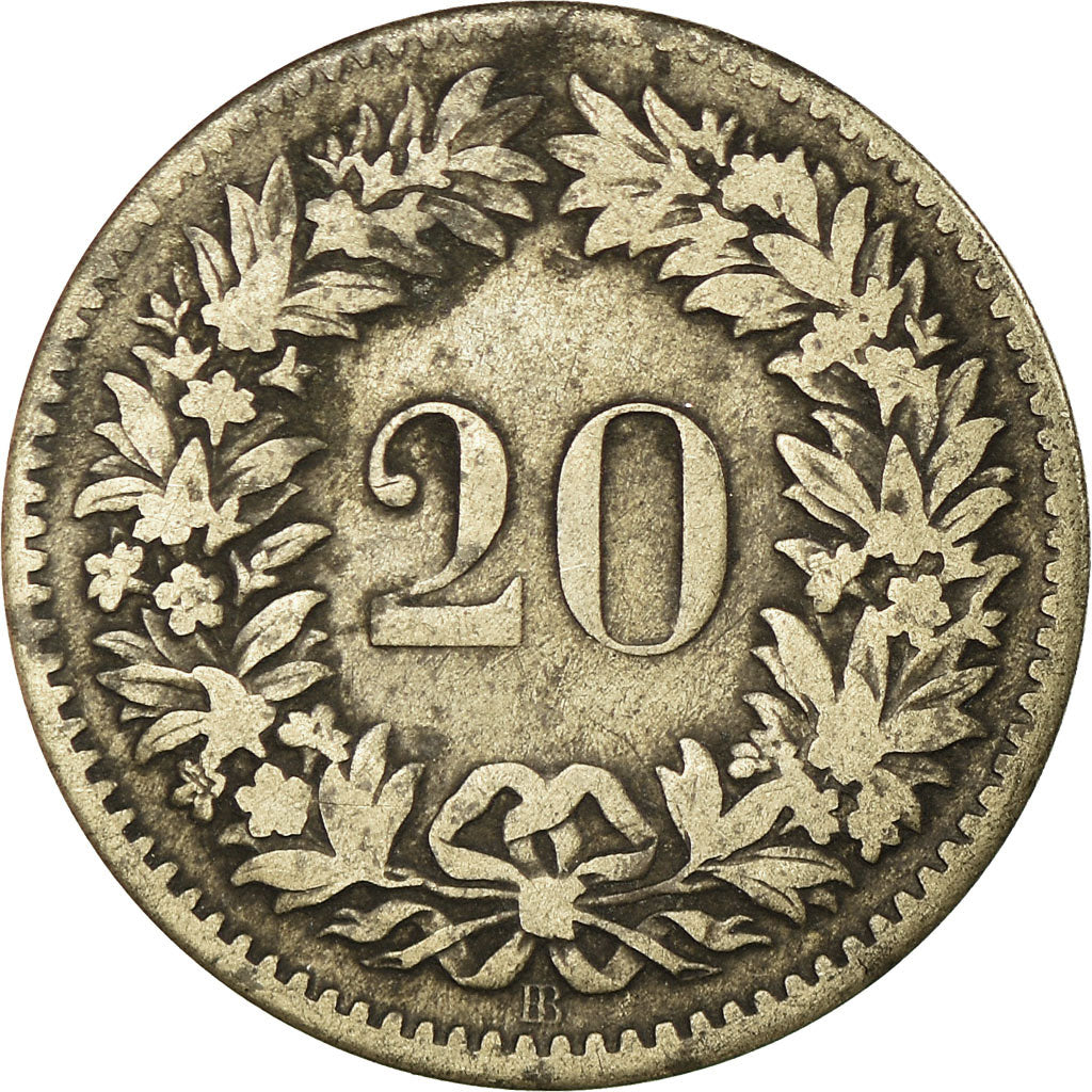 Coin, Switzerland, 20 Rappen, 1850, Strasbourg, F(12-15), Billon, KM:7