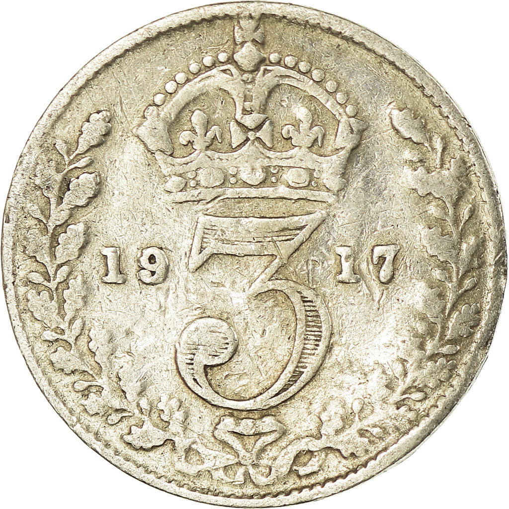 Coin, Great Britain, George V, 3 Pence, 1917, EF(40-45), Silver, KM:813