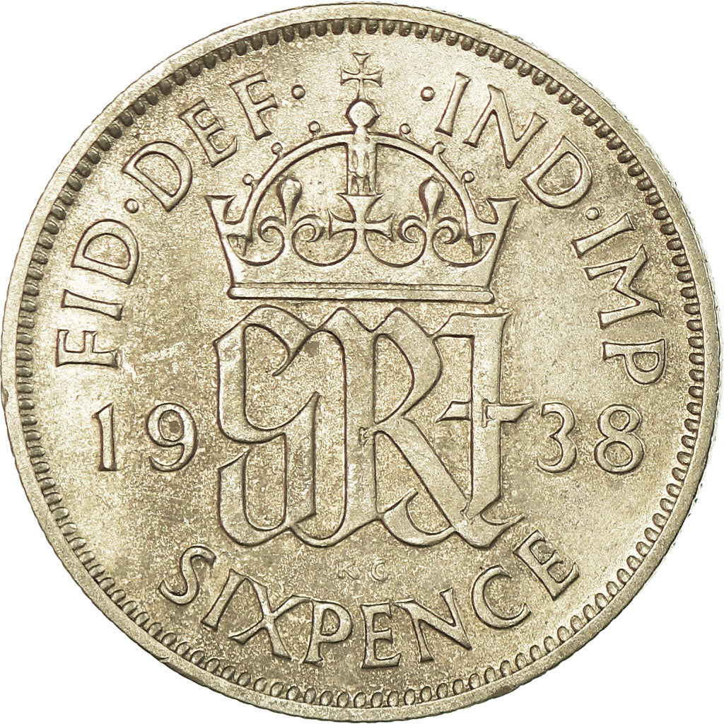 Monnaie, Grande-Bretagne, George VI, 6 Pence, 1938, TTB, Argent, KM:852