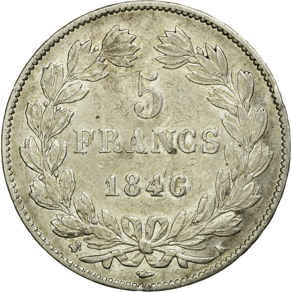 Coin, France, Louis-Philippe, 5 Francs, 1846, Bordeaux, EF(40-45), Silver