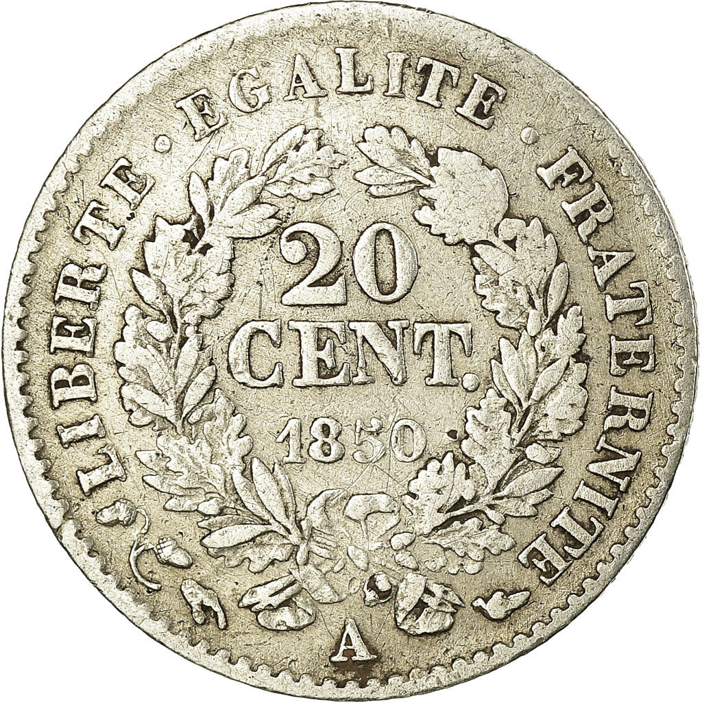 Coin, France, Cérès, 20 Centimes, 1850, Paris, VF(20-25), Silver, KM:758.1