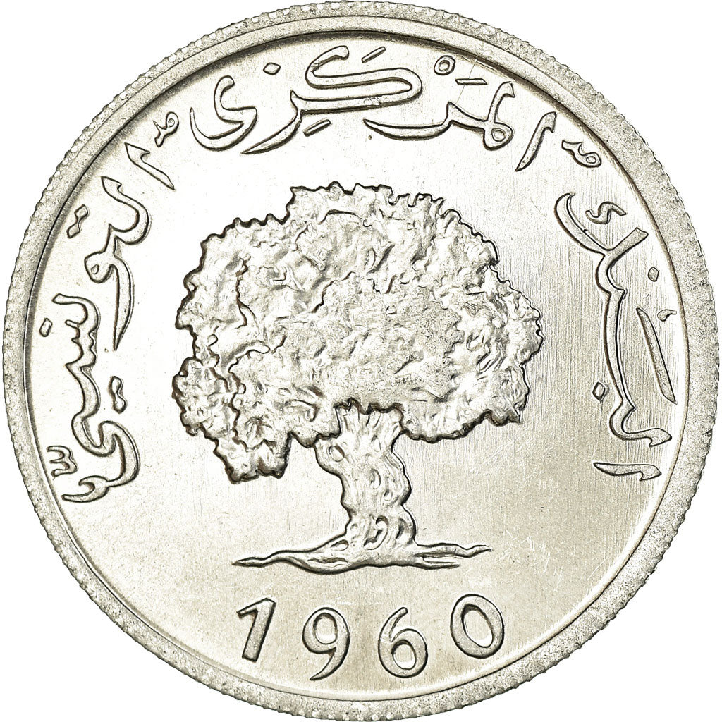 Coin, Tunisia, 5 Millim, 1960, Paris, MS(63), Aluminum, KM:282