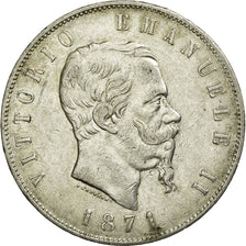 Münze, Italien, Vittorio Emanuele II, 5 Lire, 1871, Milan, SS, Silber, KM:8.3