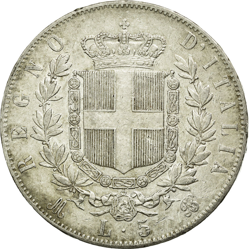 Münze, Italien, Vittorio Emanuele II, 5 Lire, 1871, Milan, SS, Silber, KM:8.3