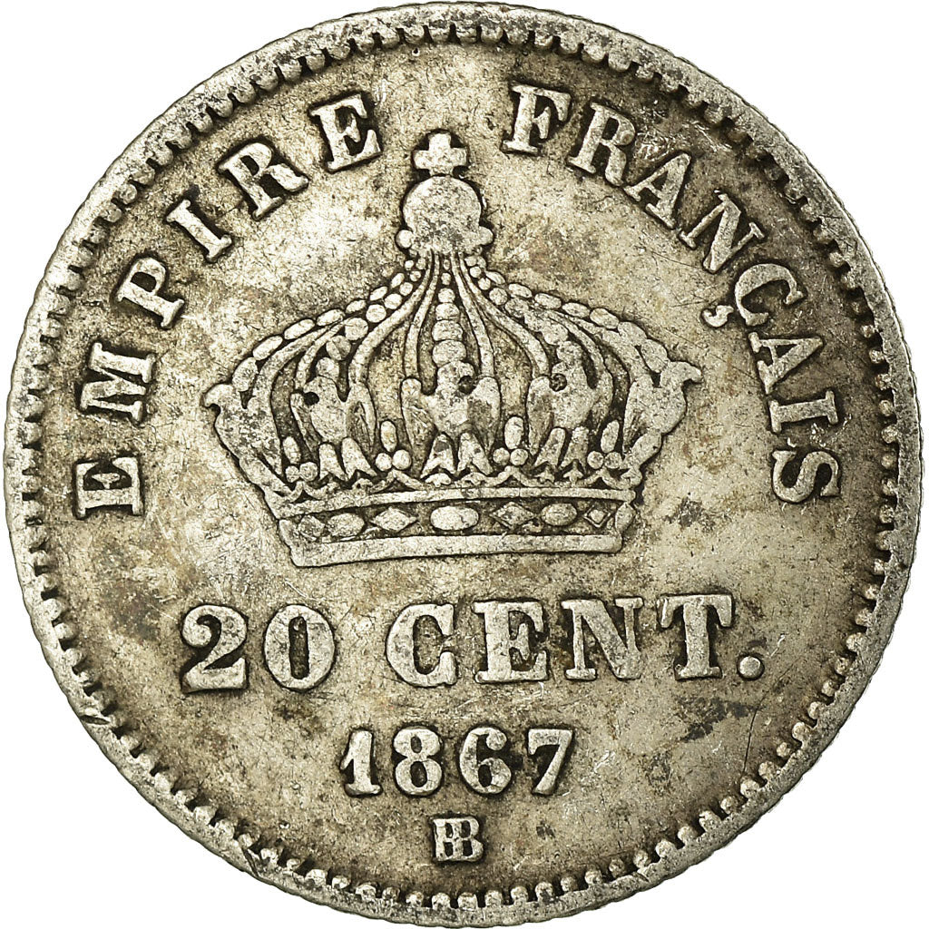 Coin, France, Napoleon III, Napoléon III, 20 Centimes, 1867, Strasbourg