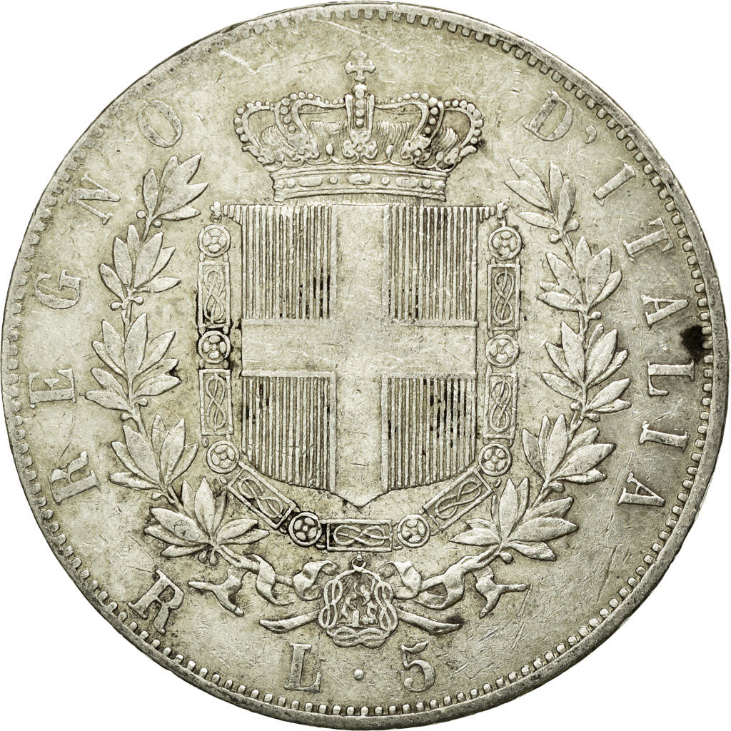 Moneta, Włochy, Vittorio Emanuele II, 5 Lire, 1877, Rome, EF(40-45), Srebro