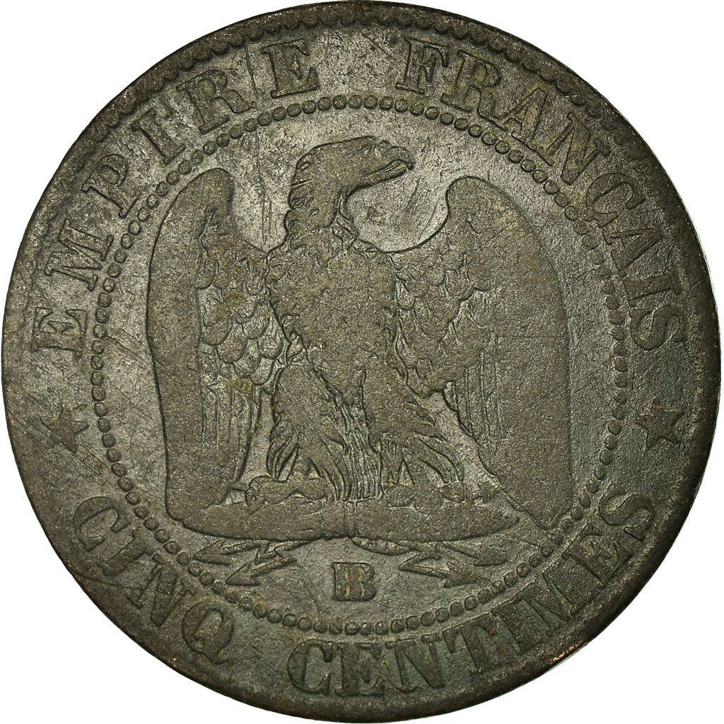 Moneta, Francja, Napoleon III, Napoléon III, 5 Centimes, 1855, Strasbourg
