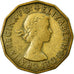 Moneda, Gran Bretaña, Elizabeth II, 3 Pence, 1954, MBC, Níquel - latón