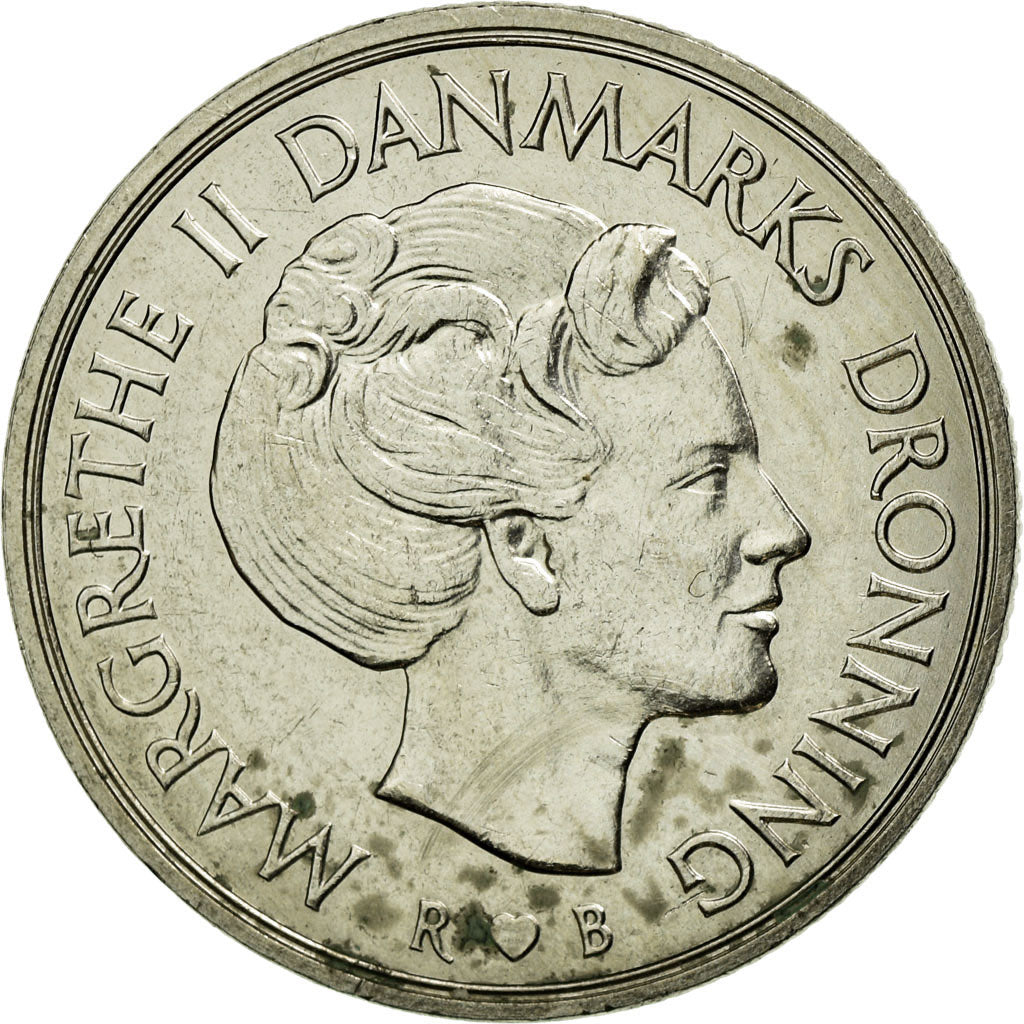 Coin, Denmark, Margrethe II, Krone, 1985, AU(55-58), Copper-nickel, KM:862.3