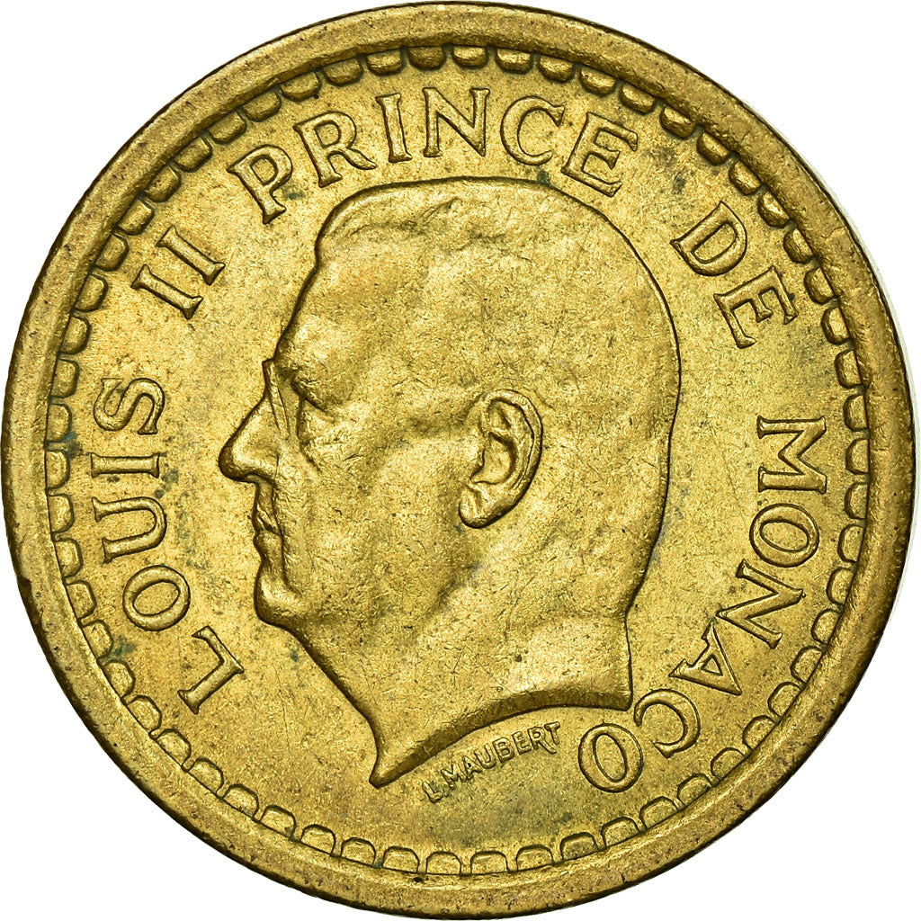 Moneta, Monaco, 2 Francs, Undated (1943), AU(50-53), Brązal