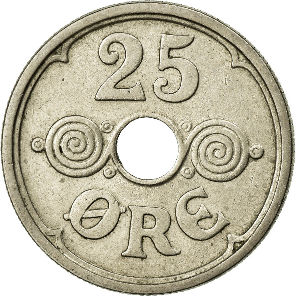 Coin, Denmark, Christian X, 25 Öre, 1924, Copenhagen, EF(40-45), Copper-nickel