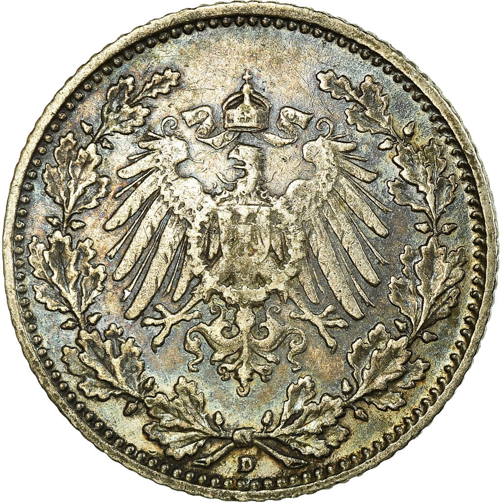 Coin, GERMANY - EMPIRE, 1/2 Mark, 1906, Munich, EF(40-45), Silver, KM:17