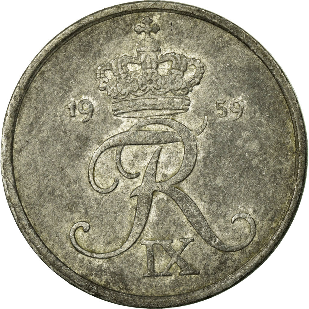 Coin, Denmark, Frederik IX, 2 Öre, 1959, EF(40-45), Zinc, KM:840.2