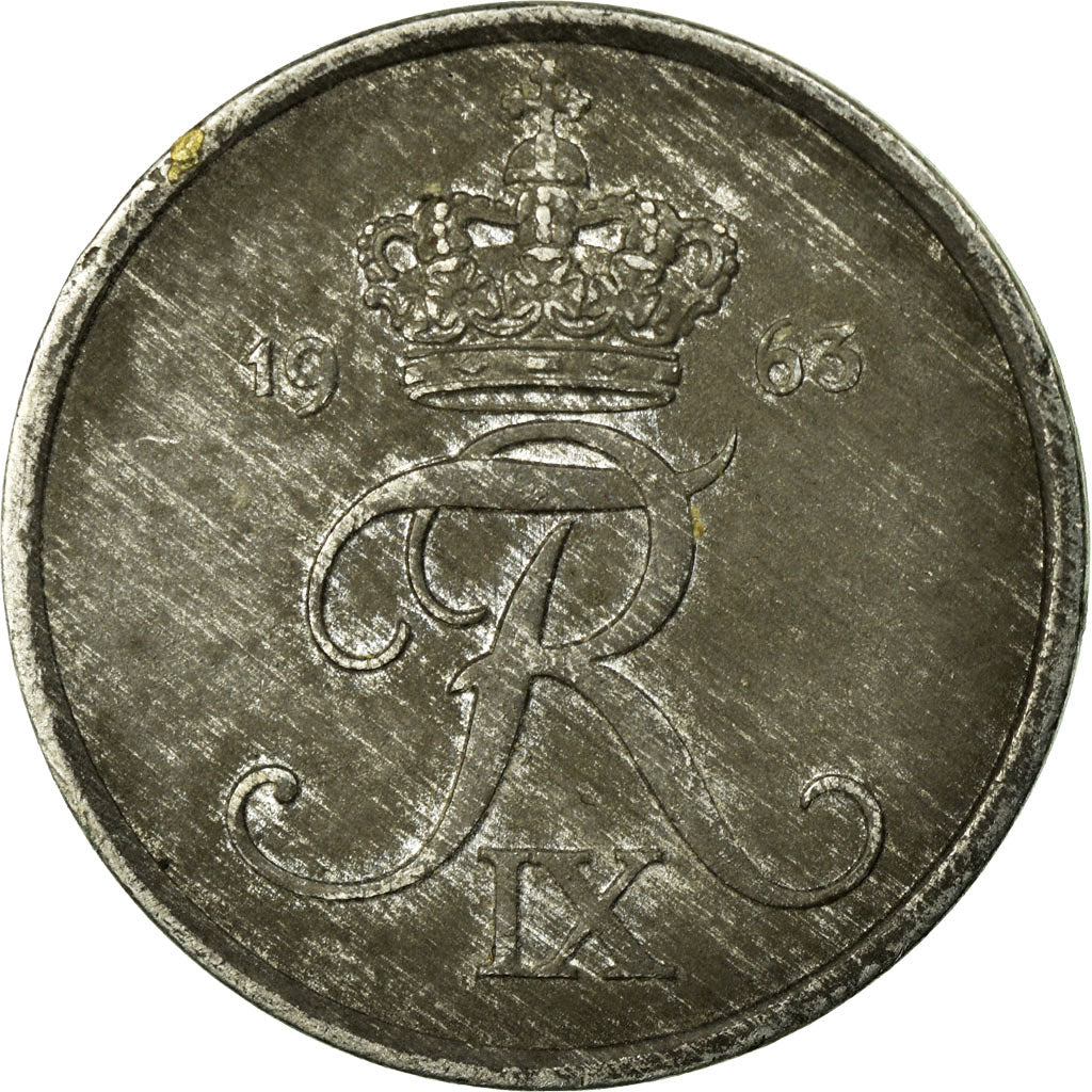 Coin, Denmark, Frederik IX, 2 Öre, 1963, EF(40-45), Zinc, KM:840.2