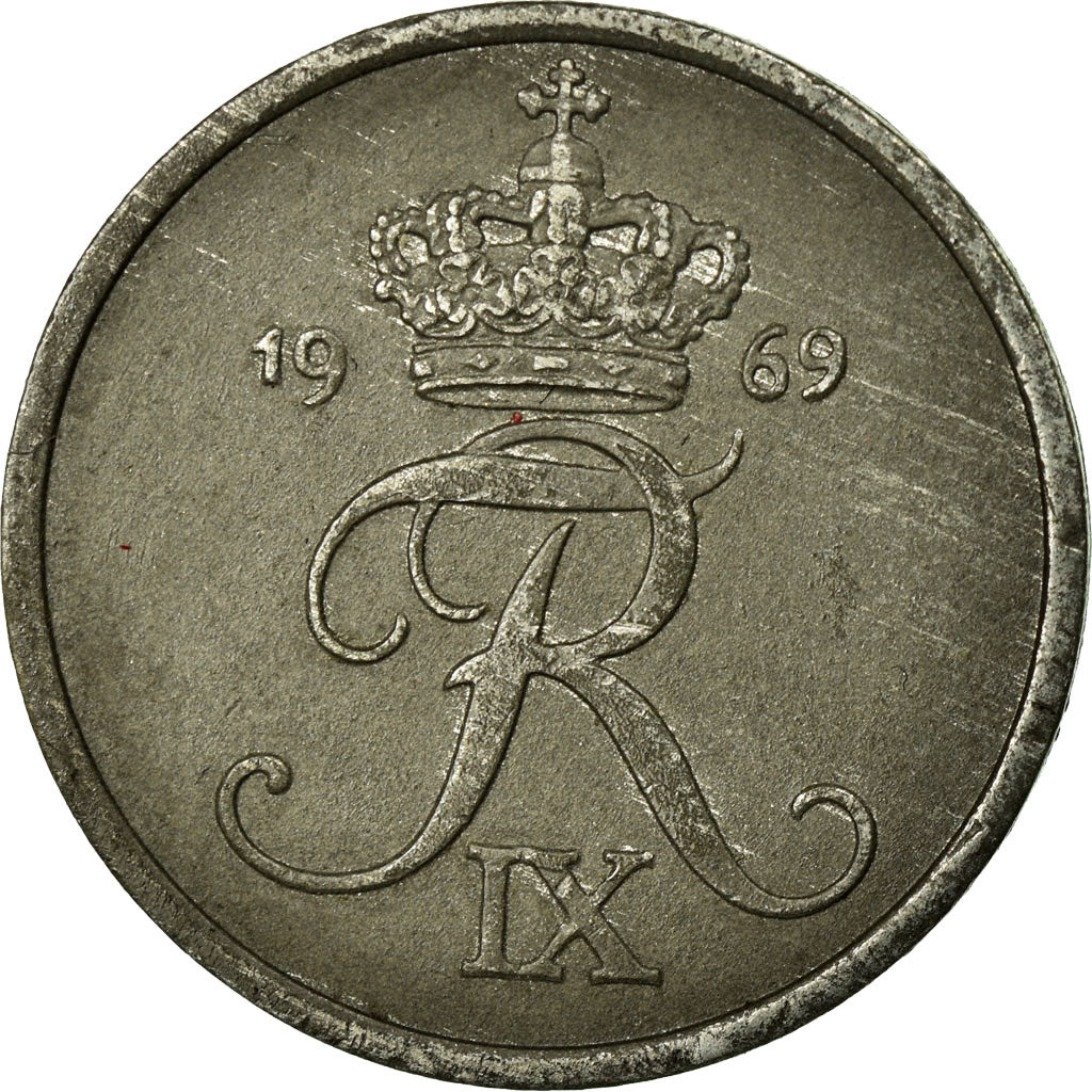 Moneda, Dinamarca, Frederik IX, 2 Öre, 1969, BC+, Cinc, KM:840.2