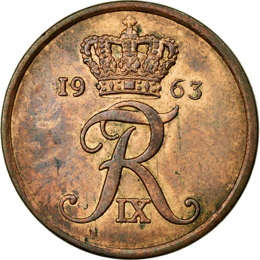 Coin, Denmark, Frederik IX, 5 Öre, 1963, AU(55-58), Bronze, KM:848.1