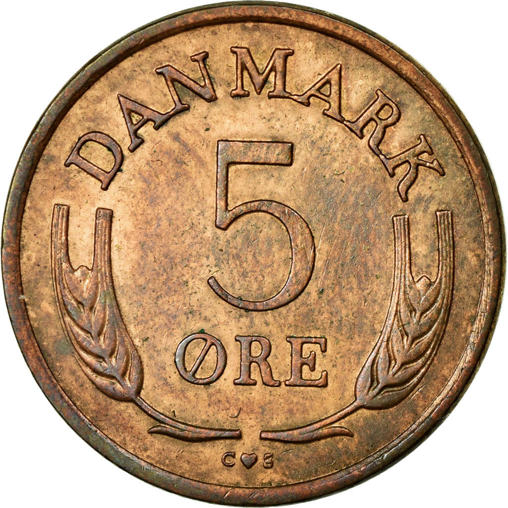 Coin, Denmark, Frederik IX, 5 Öre, 1963, AU(55-58), Bronze, KM:848.1