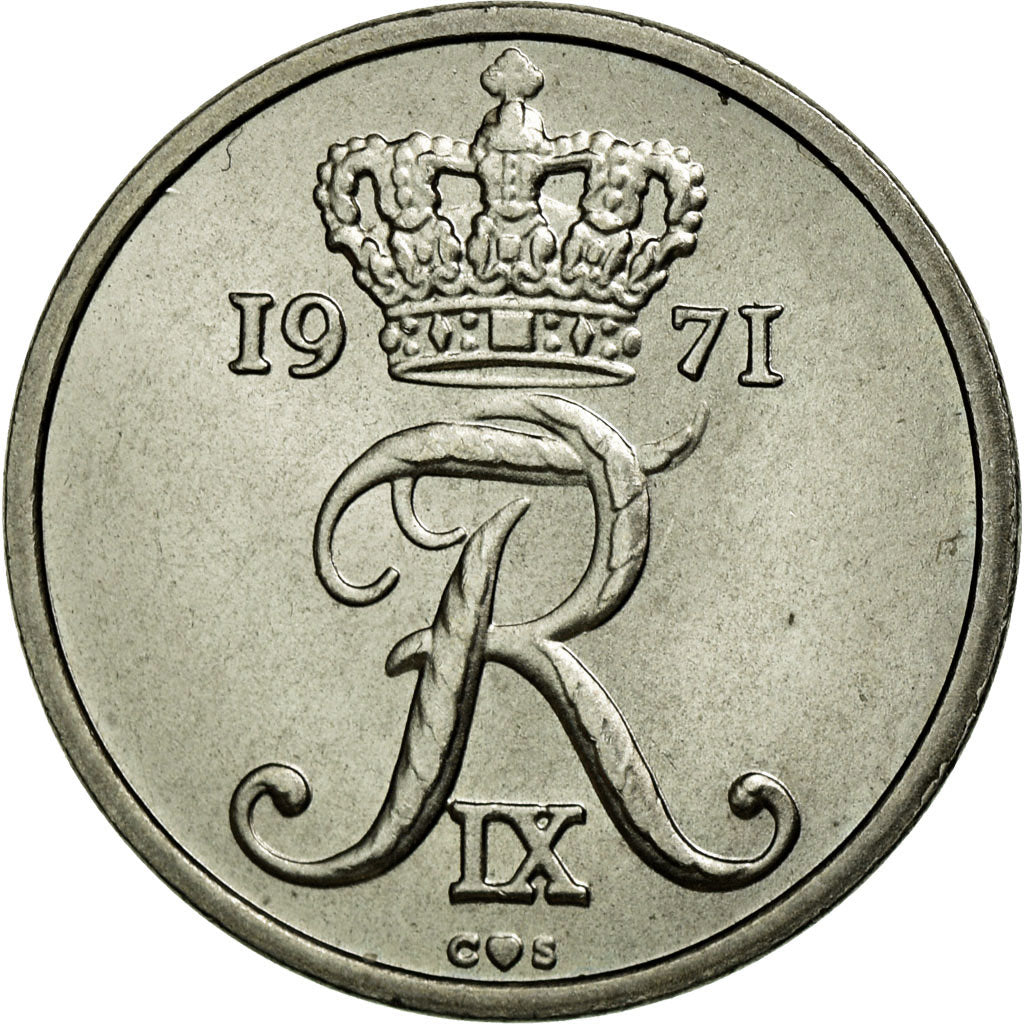 Moneta, Danimarca, Frederik IX, 10 Öre, 1971, SPL-, Rame-nichel, KM:849.1