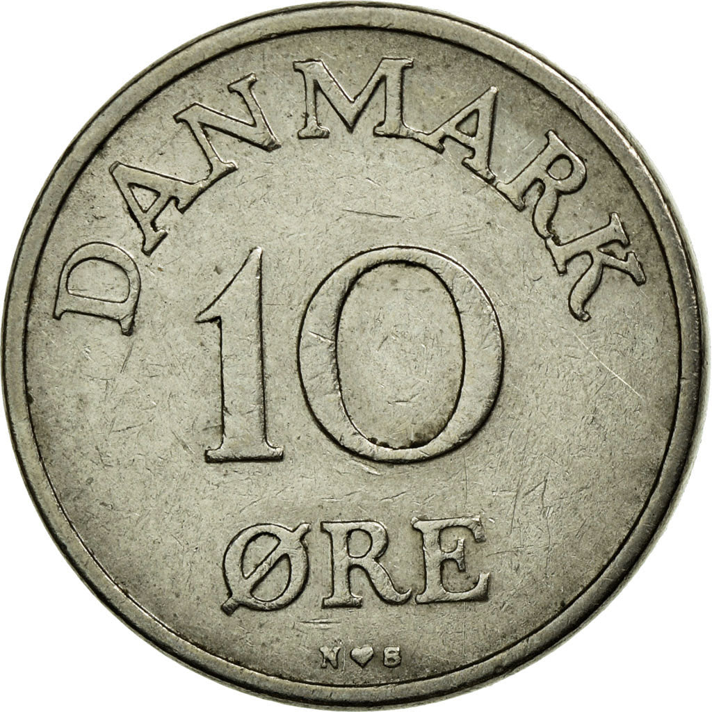 Moneta, Danimarca, Frederik IX, 10 Öre, 1954, BB+, Rame-nichel, KM:841.1