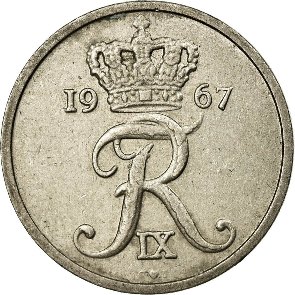 Münze, Dänemark, Frederik IX, 10 Öre, 1967, SS+, Copper-nickel, KM:849.1