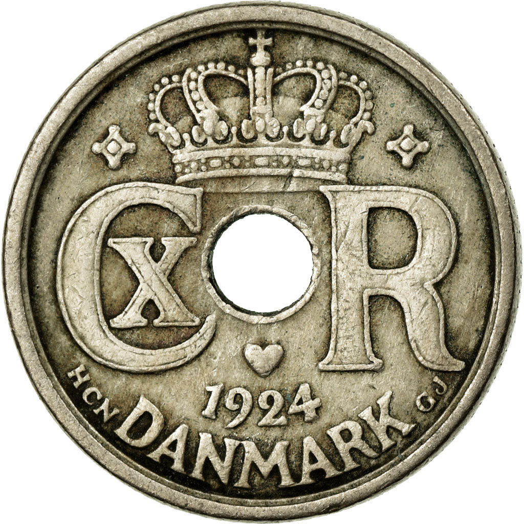 Coin, Denmark, Christian X, 10 Öre, 1924, Copenhagen, EF(40-45), Copper-nickel