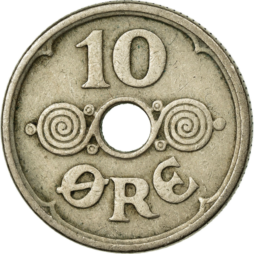 Coin, Denmark, Christian X, 10 Öre, 1924, Copenhagen, EF(40-45), Copper-nickel