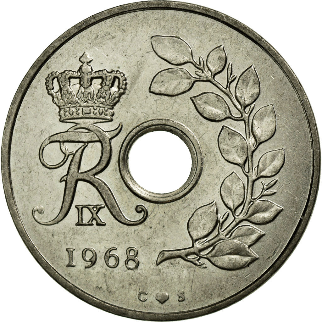 Münze, Dänemark, Frederik IX, 25 Öre, 1968, VZ, Copper-nickel, KM:855.1