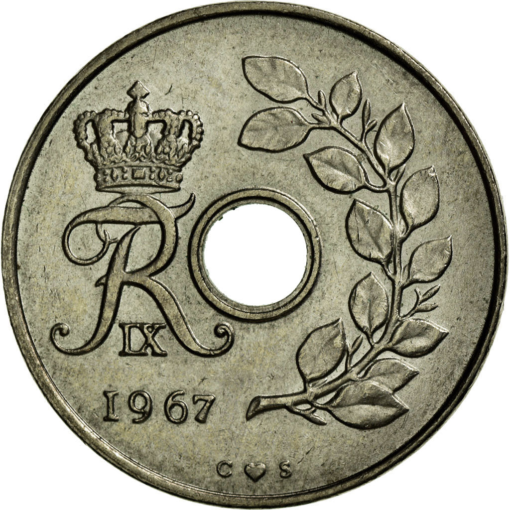 Münze, Dänemark, Frederik IX, 25 Öre, 1967, VZ, Copper-nickel, KM:855.1