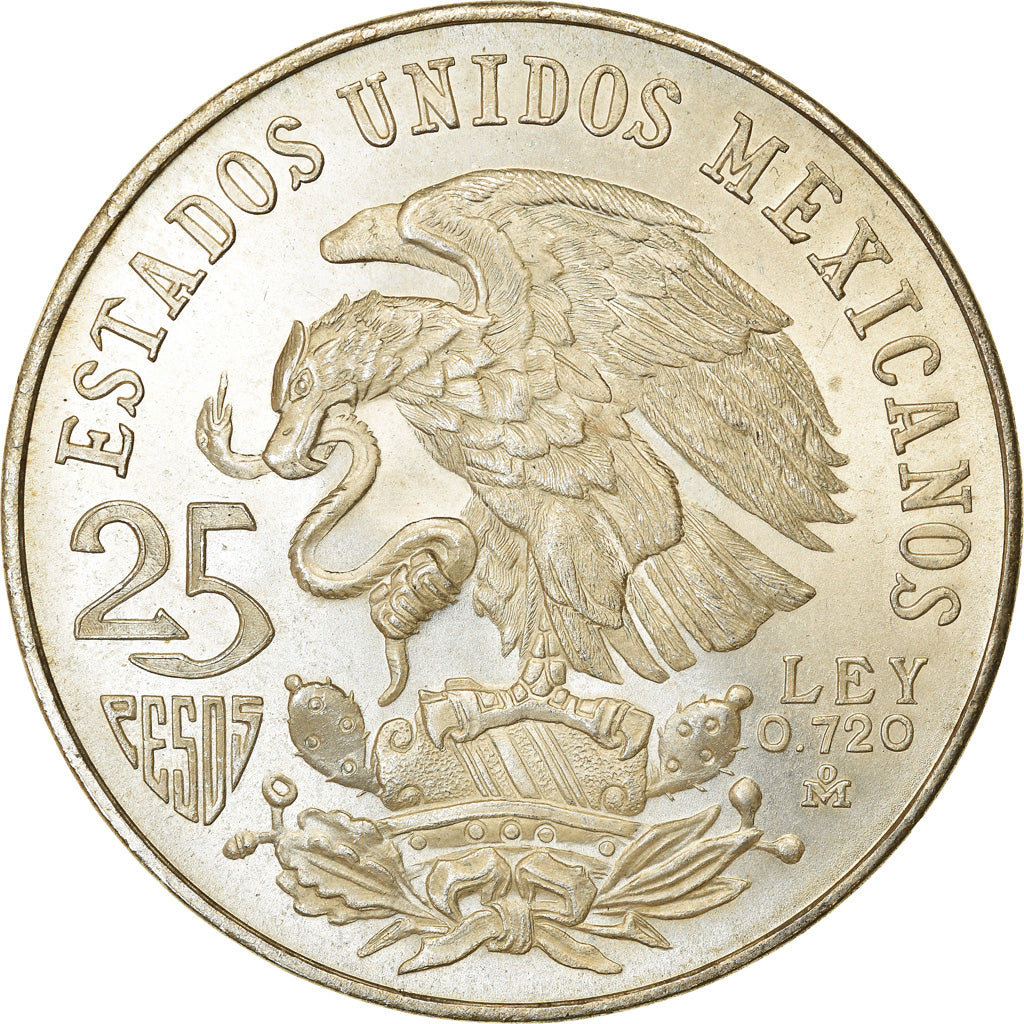 Moeda, México, 25 Pesos, 1968, Mexico City, EF(40-45), Prata, KM:479.1