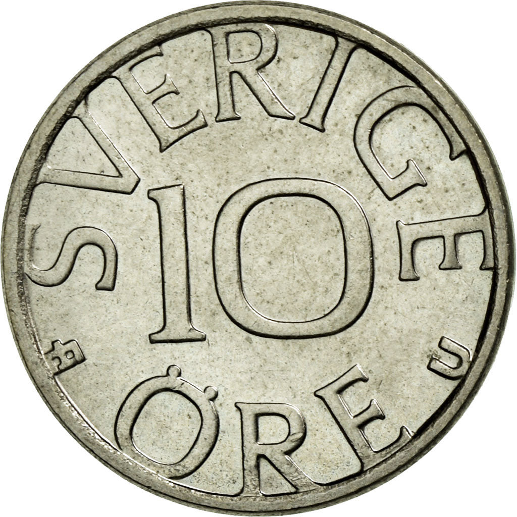 Coin, Sweden, Carl XVI Gustaf, 10 Öre, 1983, AU(50-53), Copper-nickel, KM:850