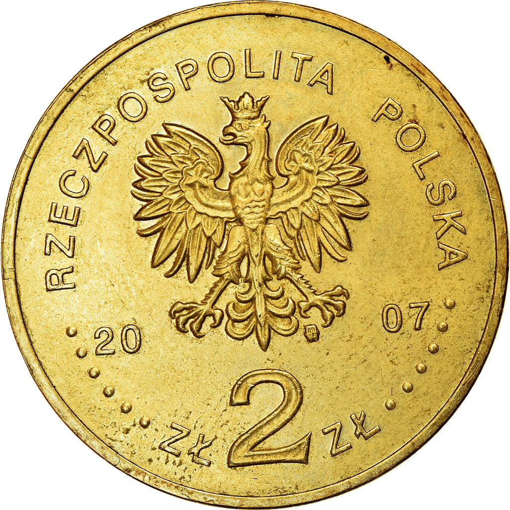 Moneda, Polonia, 2 Zlote, 2007, Warsaw, MBC, Latón, KM:610