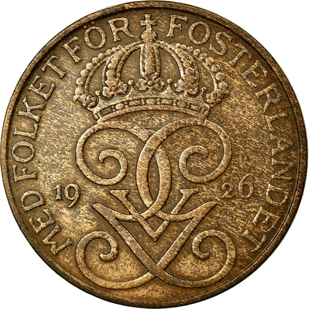Coin, Sweden, Gustaf V, 5 Öre, 1926, EF(40-45), Bronze, KM:779.2