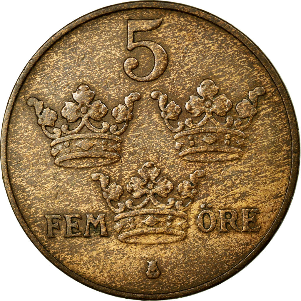 Coin, Sweden, Gustaf V, 5 Öre, 1926, EF(40-45), Bronze, KM:779.2