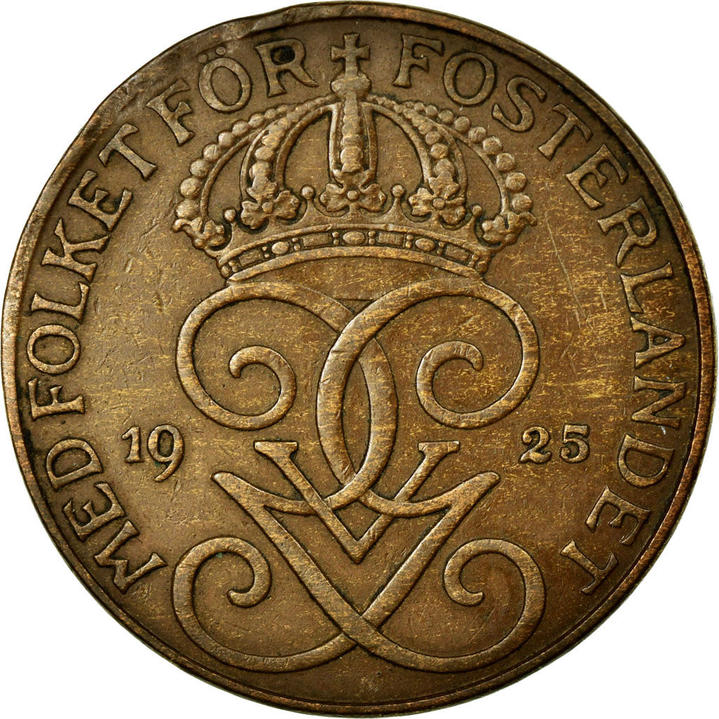 Coin, Sweden, Gustaf V, 5 Öre, 1925, EF(40-45), Bronze, KM:779.2