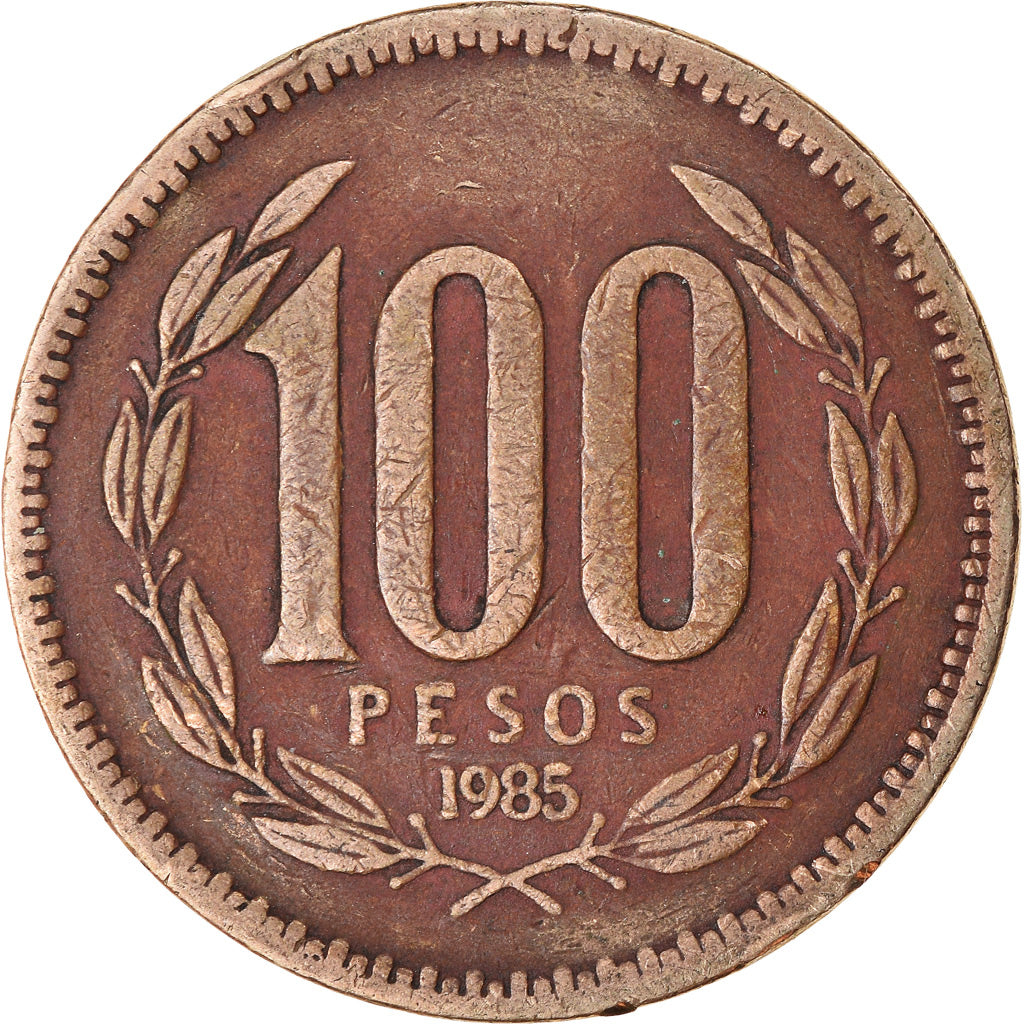 Moneta, Chile, 100 Pesos, 1985, Santiago, VF(30-35), Aluminium-Brąz, KM:226.1