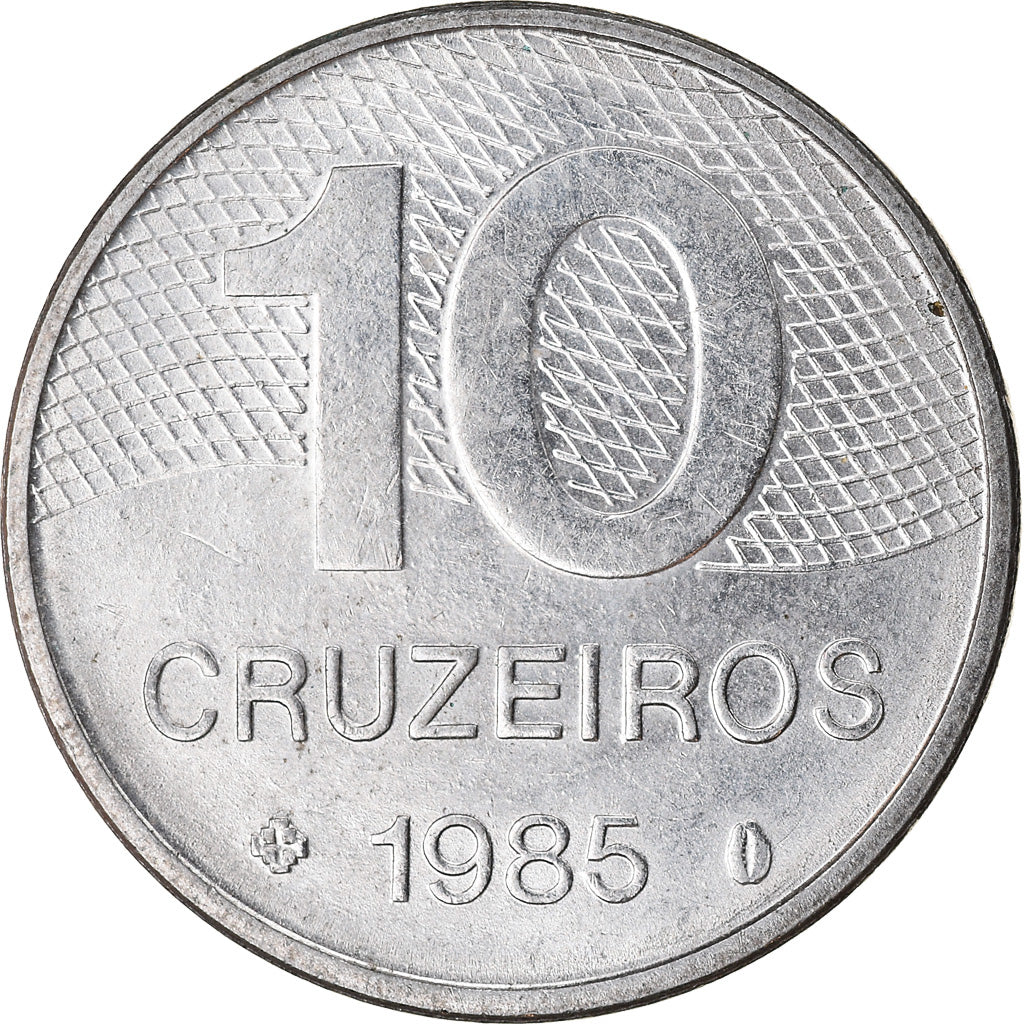 Coin, Brazil, 10 Cruzeiros, 1985, EF(40-45), Stainless Steel, KM:592.2