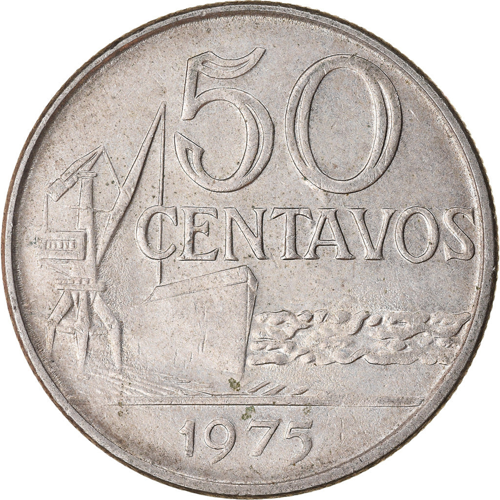 Coin, Brazil, 50 Centavos, 1975, EF(40-45), Copper-nickel, KM:580a