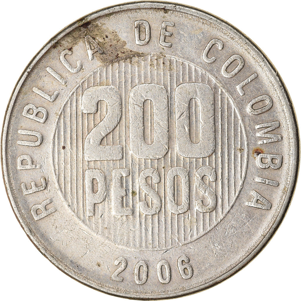 Moneta, Colombia, 200 Pesos, 2006, BB, Rame-nichel-zinco, KM:287