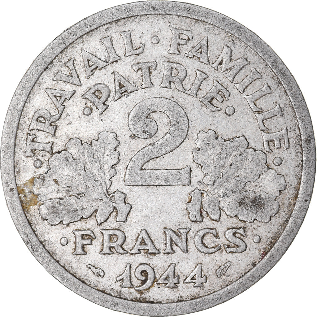 Coin, France, Bazor, 2 Francs, 1944, Castelsarrasin, VF(30-35), Aluminum