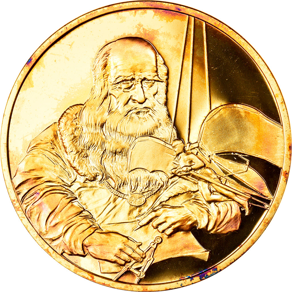 France, Médaille, Conquête de l'Air, Léonard de Vinci, Aviation, FDC, Vermeil