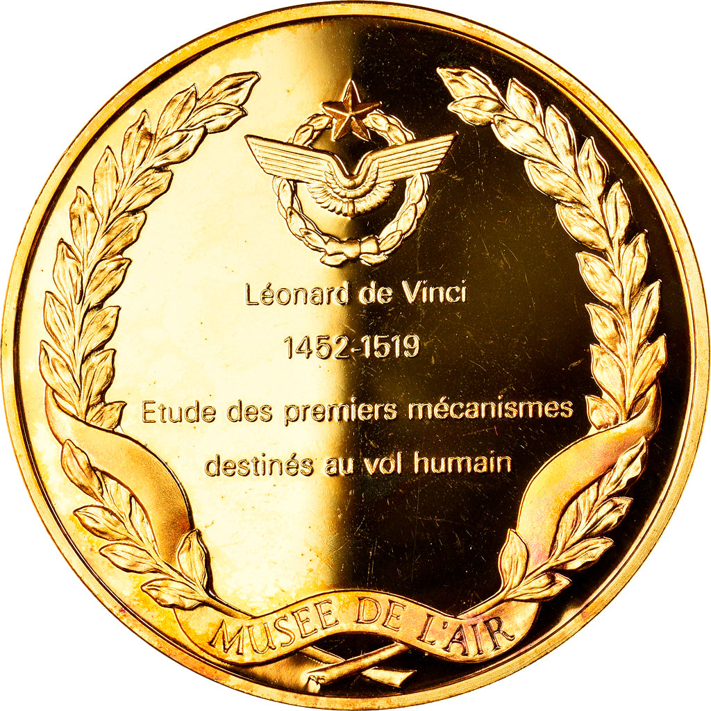 France, Médaille, Conquête de l'Air, Léonard de Vinci, Aviation, FDC, Vermeil
