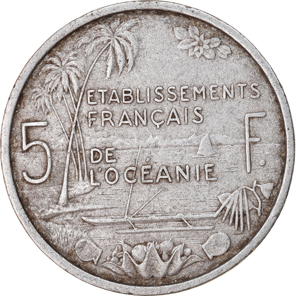 Moneta, OCEANIA FRANCUSKA, 5 Francs, 1952, Paris, VF(30-35), Aluminium, KM:4